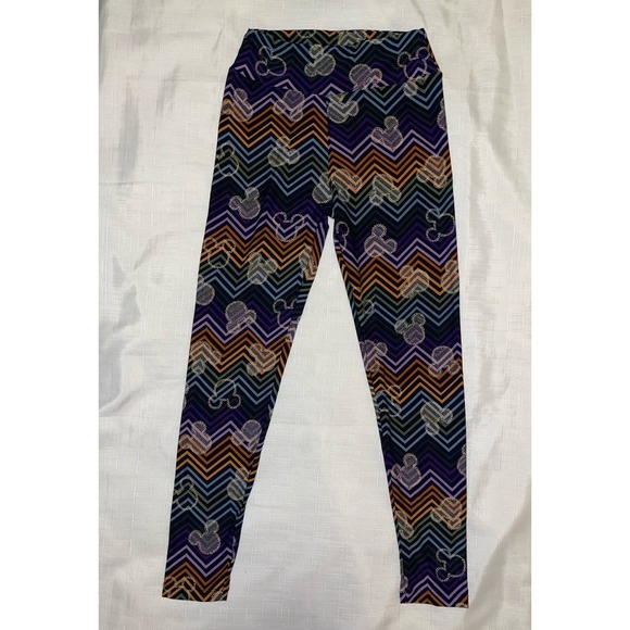 LuLaRoe Pants - LulaRoe one size leggings Mickey Disney Parks Chevron Navy Walt Disney World